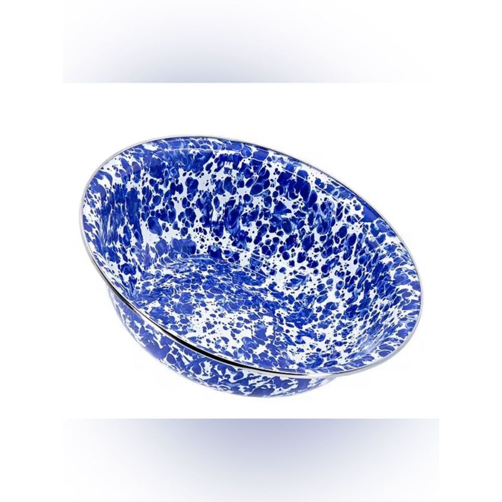 Blue Splatter Enamel Serving Bowl - Home Kitchen
